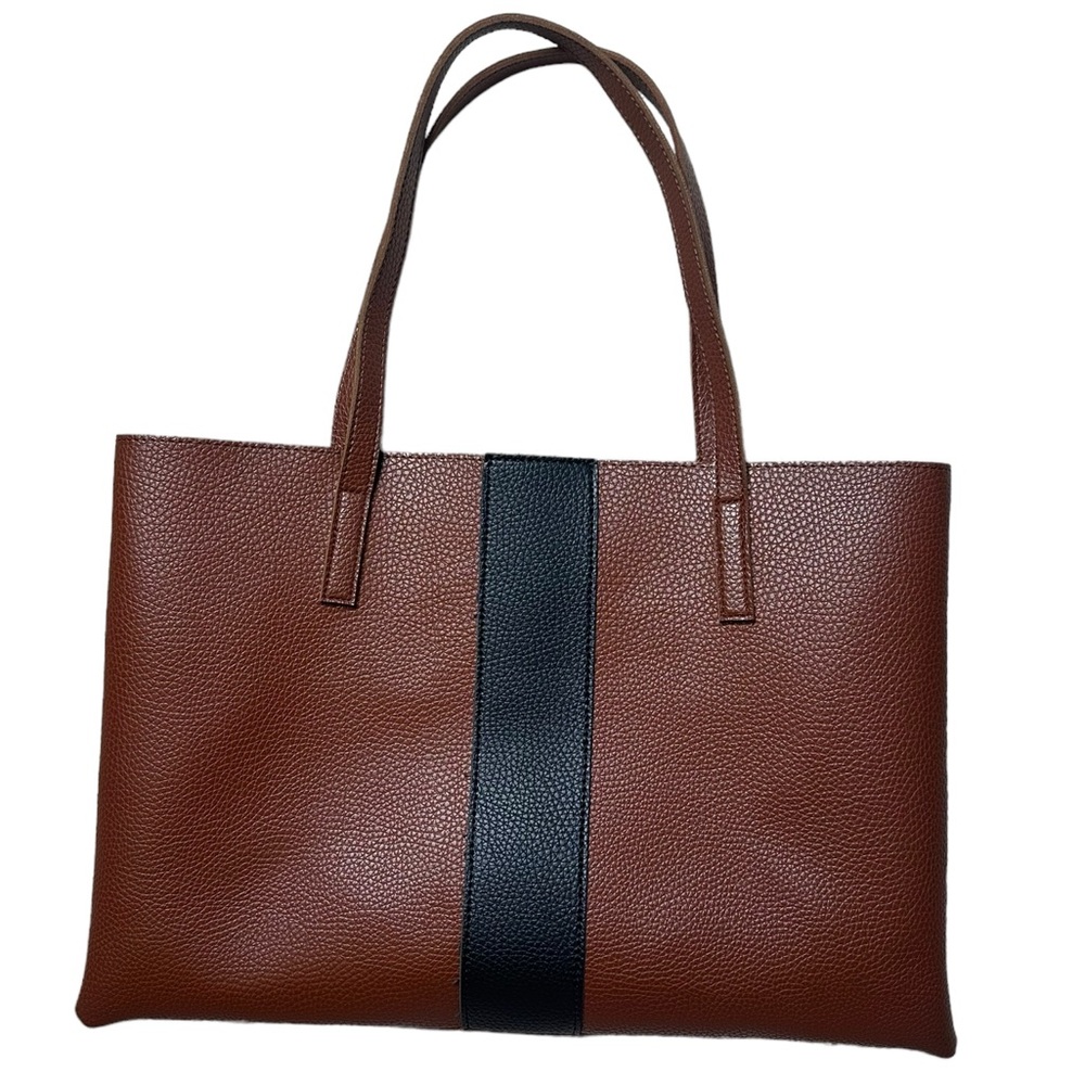 Vince Camuto Luck Tote Vegan Leather Tan & Black - Picture 3 of 10